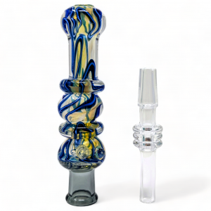 4" Fumed Soop Swirl Art Nector Collector W/ Quartz Tip - [D1408]